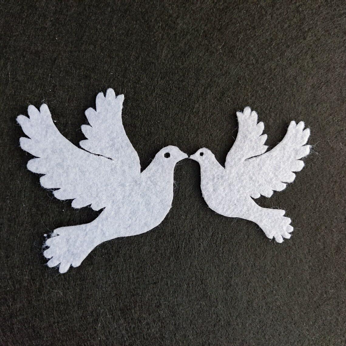 Haoser Dove Die Cut Felt Craft Supplies Dove Felt Ornament for die Craft item-20 pc